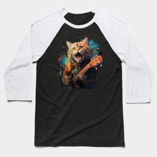 British Shorthair Playing Guitar Baseball T-Shirt